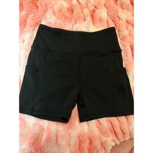 Showitty Womens Black High Waisted 3in Biker Shorts with Side Pockets Size M